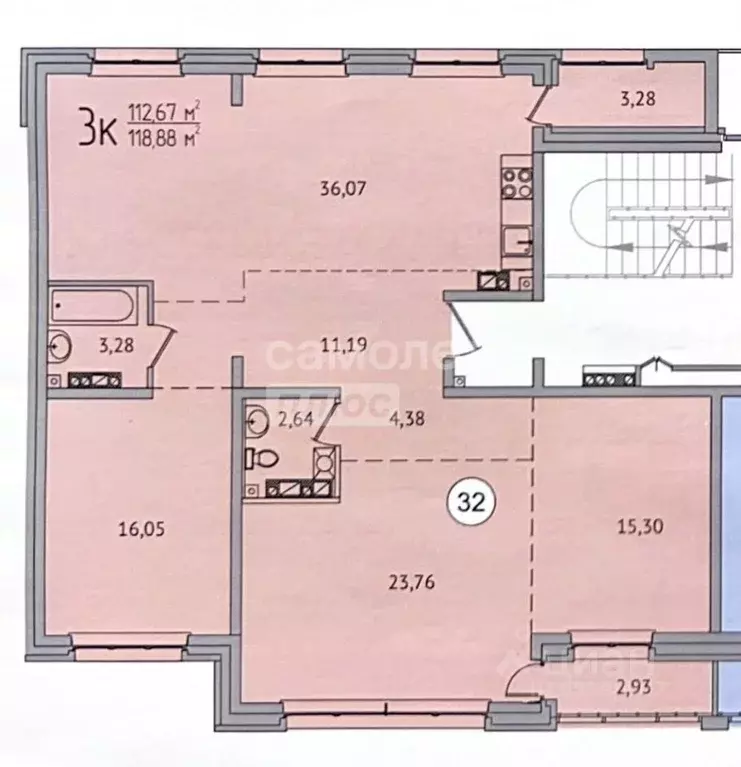 3-к кв. Иркутская область, Иркутск Байкальская ул., 426 (113.7 м) - Фото 2