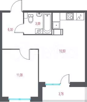 2-к. квартира, 41,7 м, 6/9 эт. - Фото 0