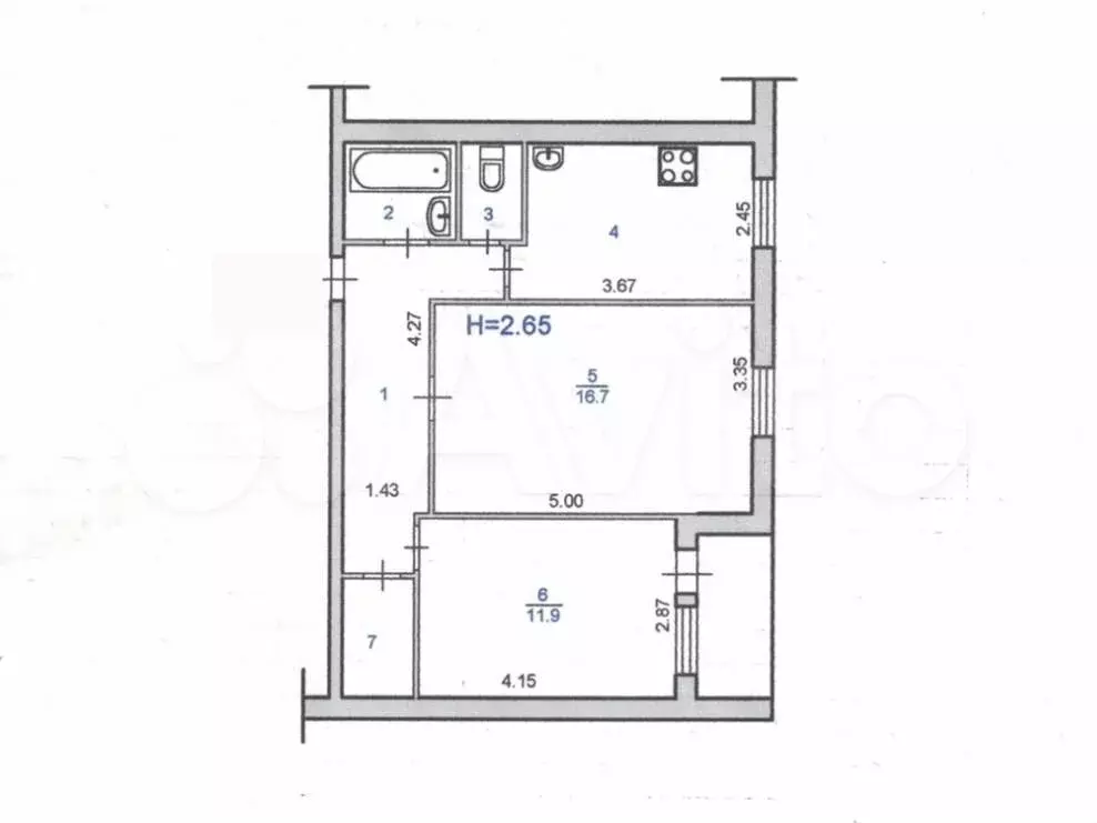 2-к. квартира, 51,7 м, 7/10 эт. - Фото 0