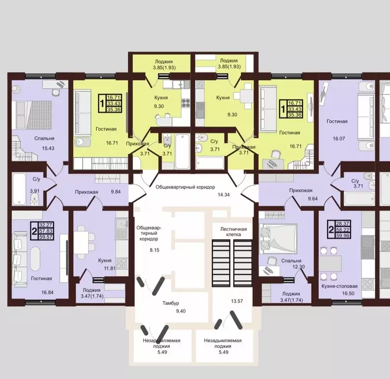 Продаётся 2-к квартира, 60 м - Фото 1