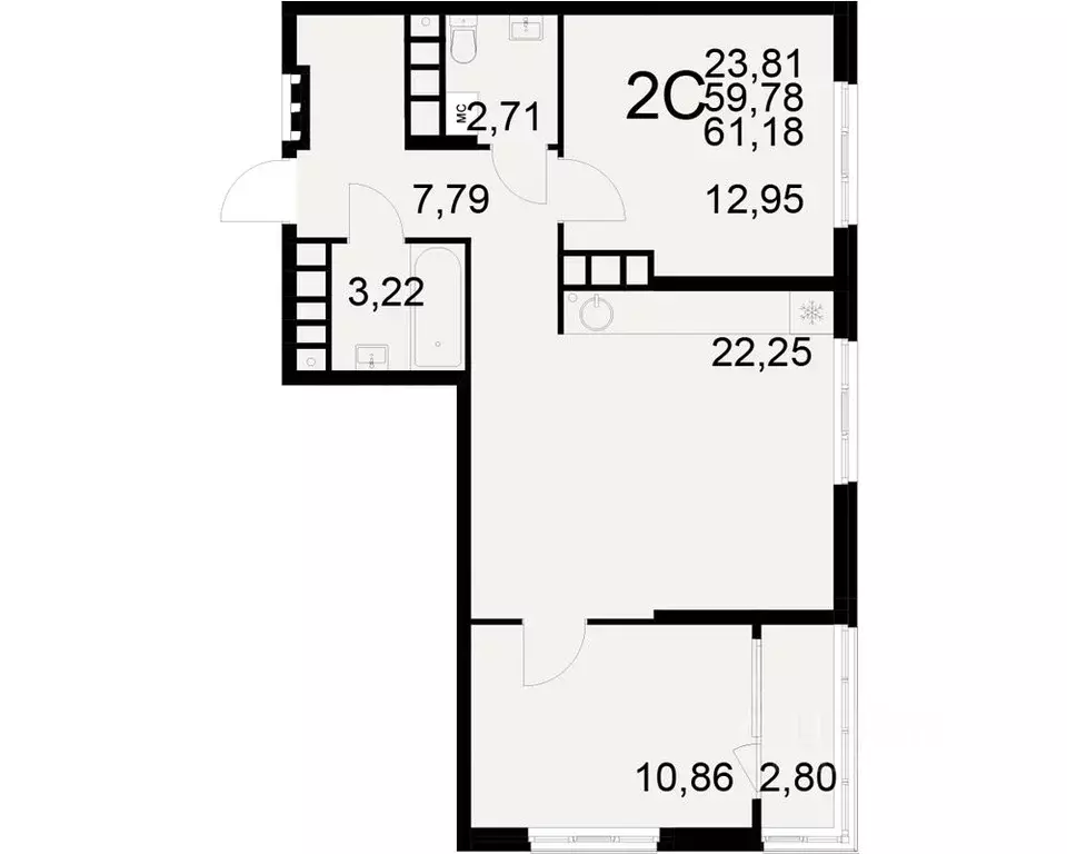 2-к кв. Рязанская область, Рязань ул. Бирюзова (59.78 м) - Фото 0