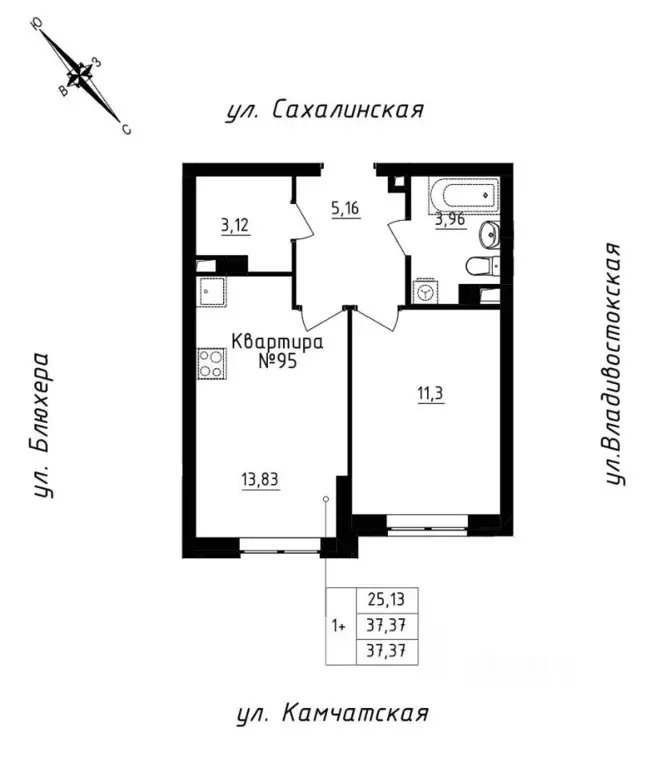 1-к кв. Свердловская область, Екатеринбург ул. Кронштадтская (37.37 м) - Фото 0