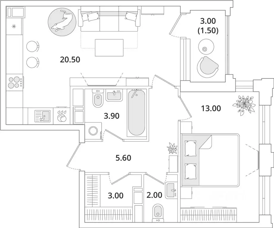 1-к кв. Санкт-Петербург Планерная ул., 99 (49.4 м) - Фото 0