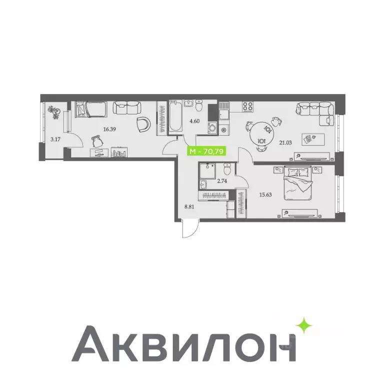 2-к кв. Архангельская область, Архангельск Троицкий просп., 110 (70.79 ... - Фото 0
