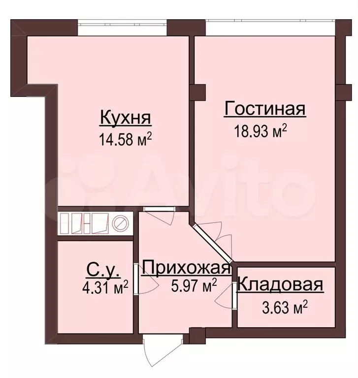 1-к. квартира, 48 м, 4/13 эт. - Фото 1