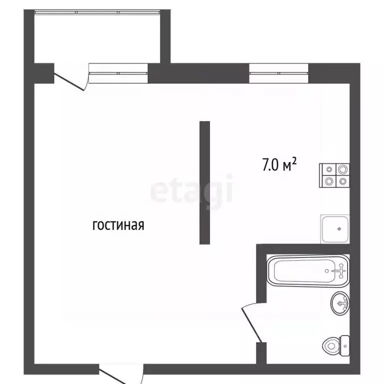 Студия Забайкальский край, Чита Царский мкр, 4 (47.9 м) - Фото 2