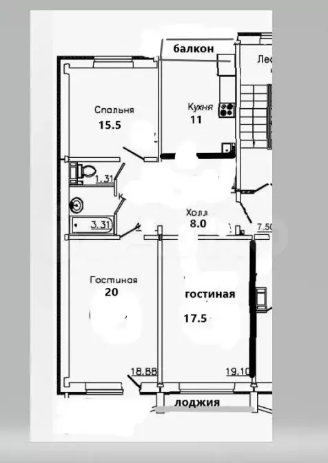 3-к. квартира, 75 м, 6/6 эт. - Фото 0