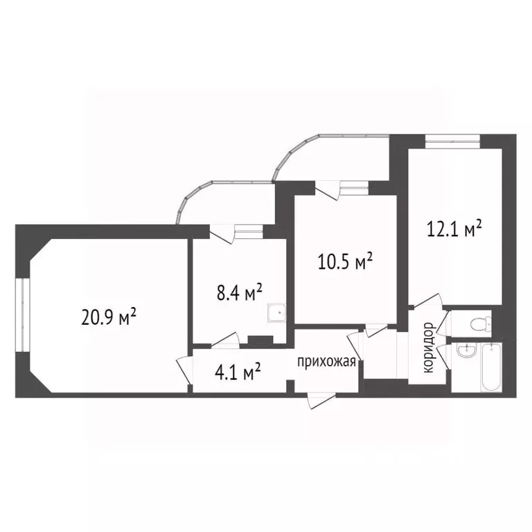 3-к кв. Красноярский край, Красноярск ул. Алексеева, 12 (66.4 м) - Фото 2