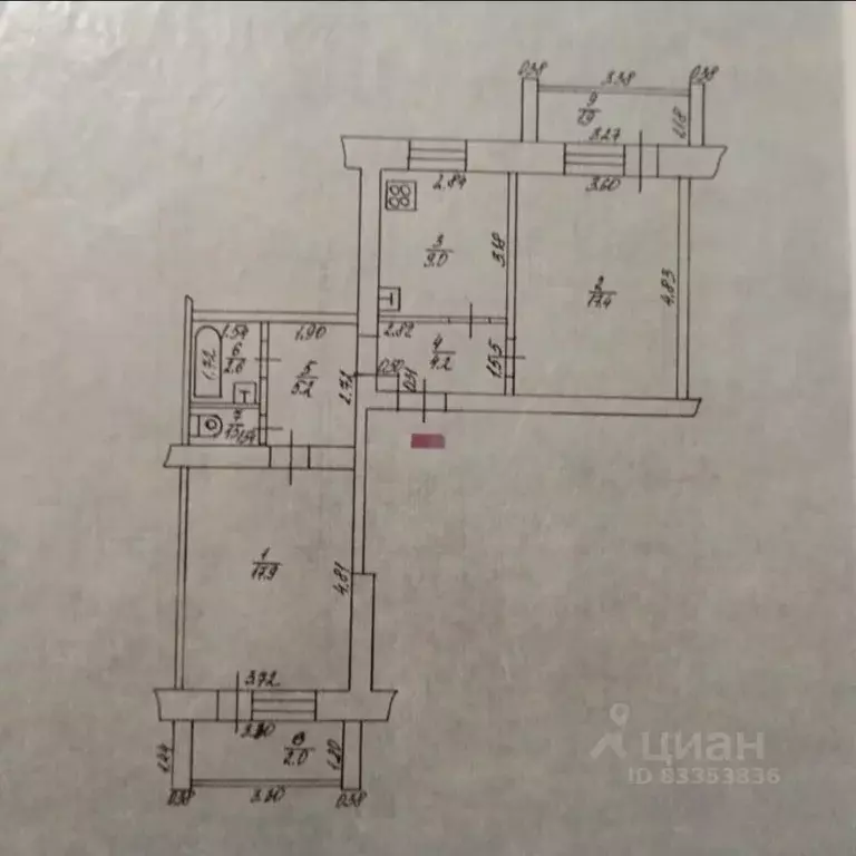 2-к кв. Татарстан, Казань ул. 2-я Азинская, 3А (61.0 м) - Фото 1