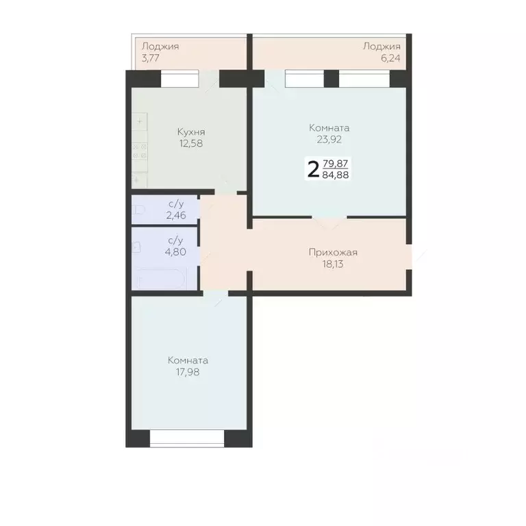 2-к кв. Самарская область, Самара пос. Мехзавод, 3-й кв-л, 8 (84.88 м) - Фото 1