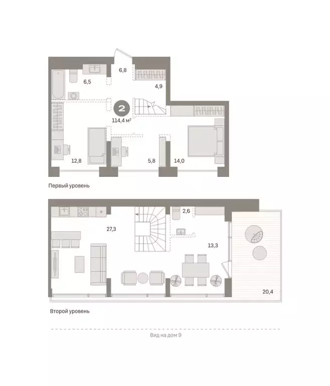 2-комнатная квартира: Тюмень, Причальная улица, 7 (114.35 м) - Фото 1