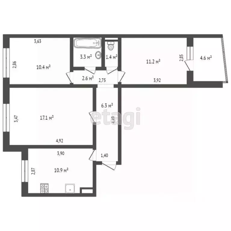 3-к кв. Ростовская область, Ростов-на-Дону Темерник мкр, ул. Думенко, ... - Фото 2