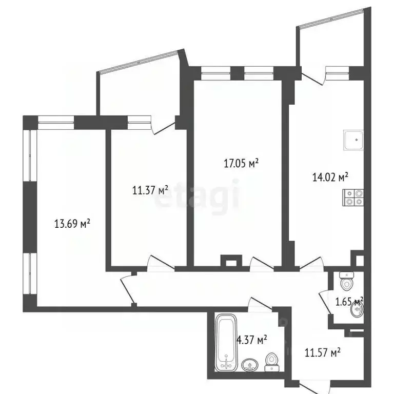 3-к кв. Ростовская область, Ростов-на-Дону ул. Ларина, 45с6 (76.64 м) - Фото 0