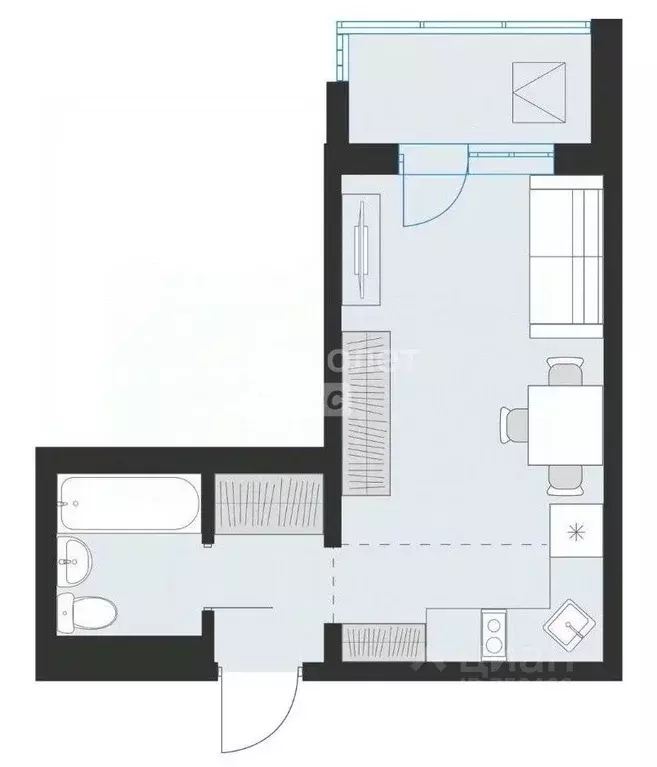 Студия Новосибирская область, Новосибирск ул. Объединения, 28 (27.6 м) - Фото 2