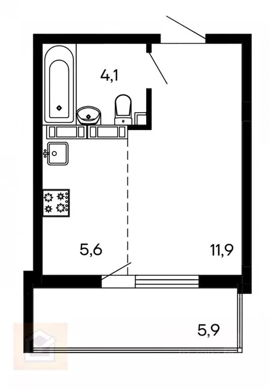 Студия Севастополь ул. Токарева, 18 (27.5 м) - Фото 0