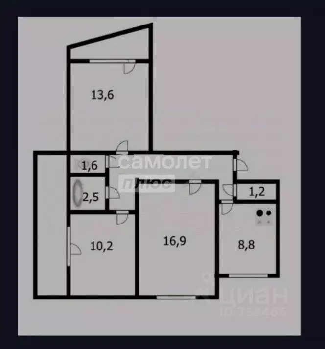 3-к кв. Новосибирская область, Новосибирск ул. Красных Зорь, 3 (65.0 ... - Фото 2