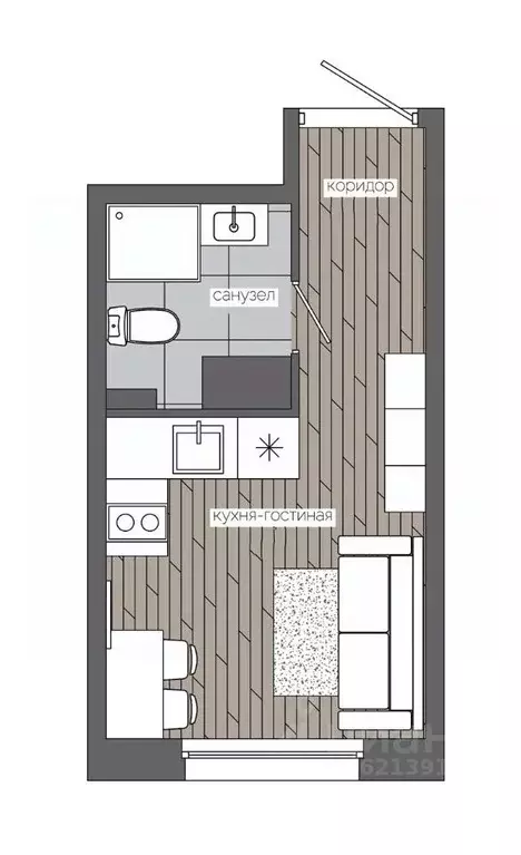 1-к кв. Ханты-Мансийский АО, Сургут 30А мкр,  (16.79 м) - Фото 0