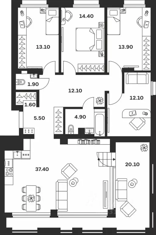 4-к кв. Тульская область, Тула ул. Михеева, 9А (122.93 м) - Фото 0