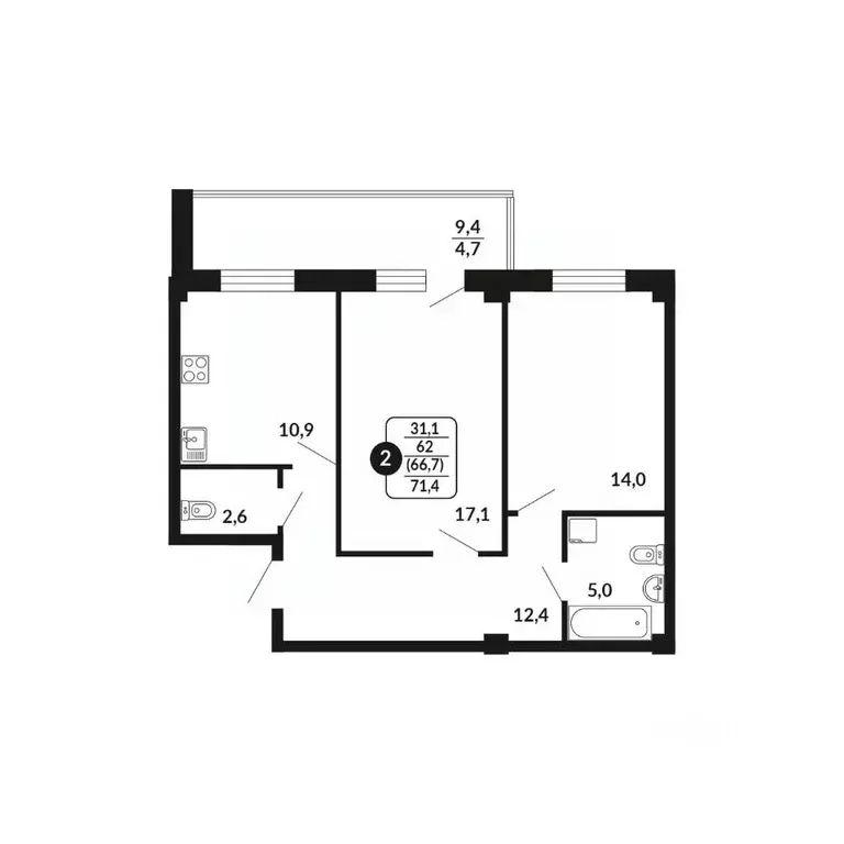 2-к кв. Кировская область, Киров ул. Воровского, 97 (66.7 м) - Фото 0