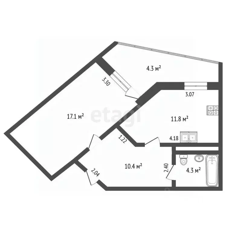 1-к кв. Московская область, Жуковский ул. Солнечная, 15 (43.3 м) - Фото 2