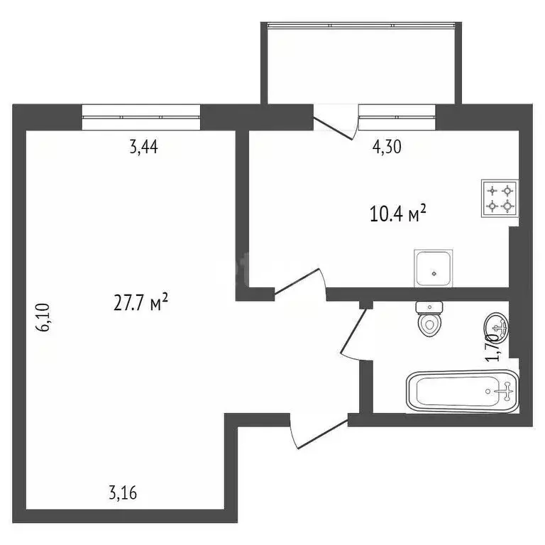 1-комнатная квартира: Евпатория, улица Чапаева, 99 (38.2 м) - Фото 0