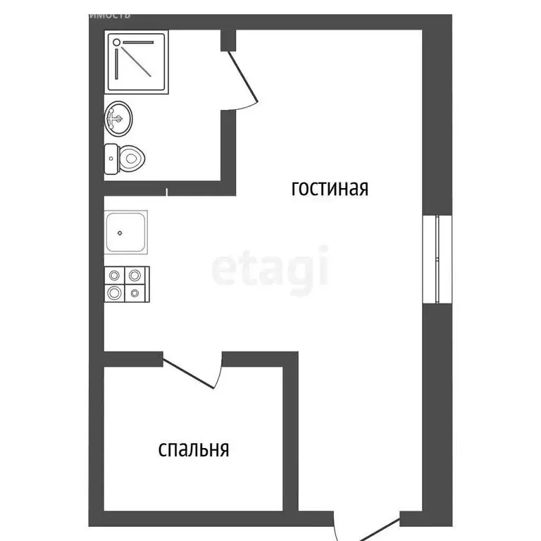 2-комнатная квартира: Ялта, Южнобережное шоссе, 32 (40 м) - Фото 1