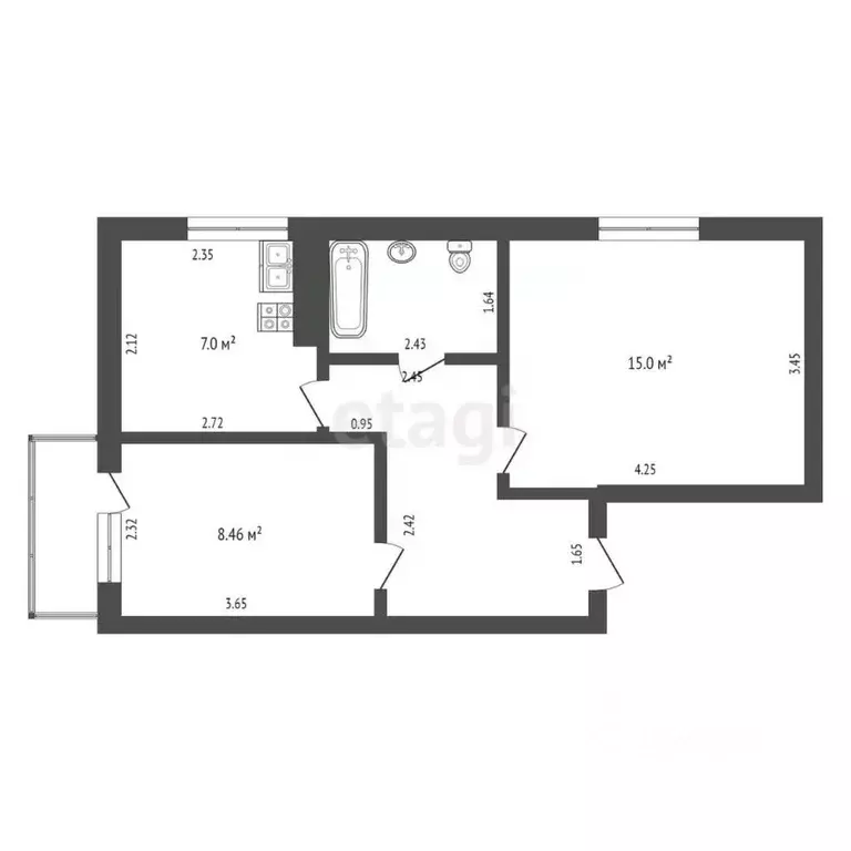 2-к кв. Нижегородская область, Выкса ул. Пушкина, 40 (42.7 м) - Фото 1