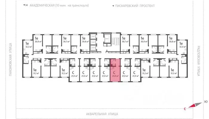 Студия Санкт-Петербург ул. Пахомовская, 12к2 (20.8 м) - Фото 1