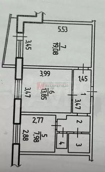 2-к. квартира, 53 м, 1/9 эт. - Фото 0