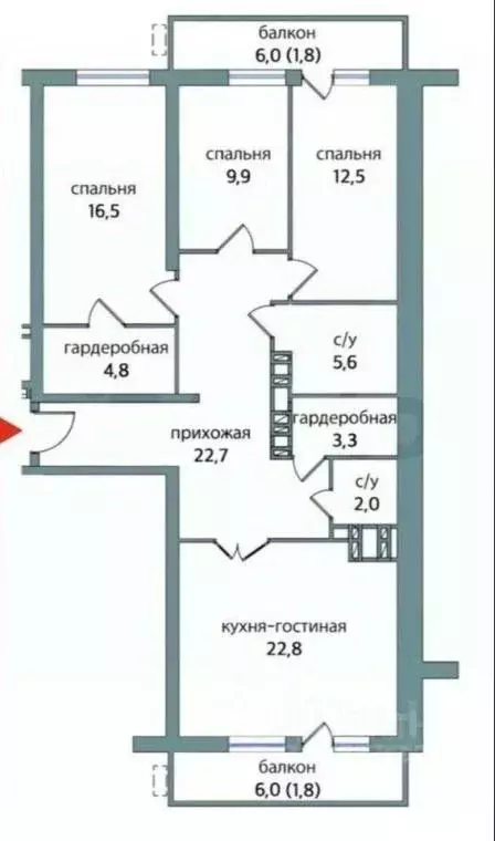 3-к кв. Самарская область, Самара проезд 4-й, 67Б (104.0 м) - Фото 1
