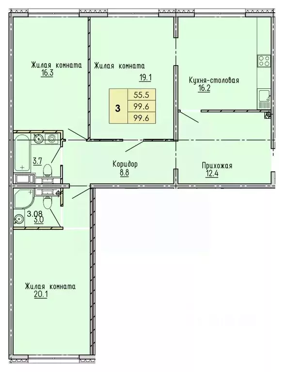 3-к кв. Пензенская область, Пенза ул. Яшиной, 2 (99.6 м) - Фото 0