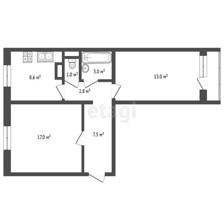 2-комнатная квартира: Миасс, Донская улица, 15 (50.8 м) - Фото 1