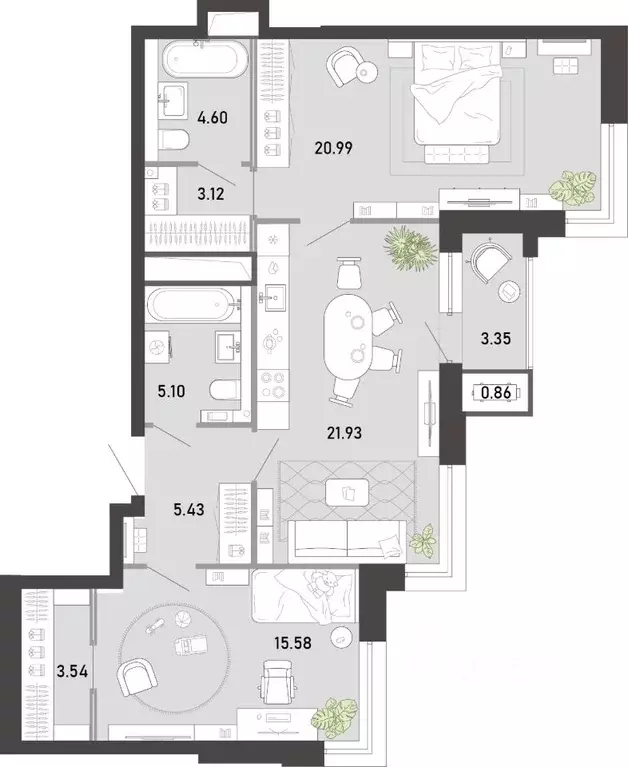 2-к кв. Тульская область, Тула ул. Фридриха Энгельса, 70А (84.5 м) - Фото 1