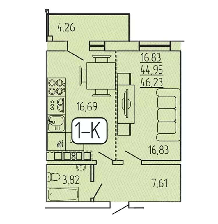1-к кв. Бурятия, Улан-Удэ 140Б мкр,  (46.23 м) - Фото 1