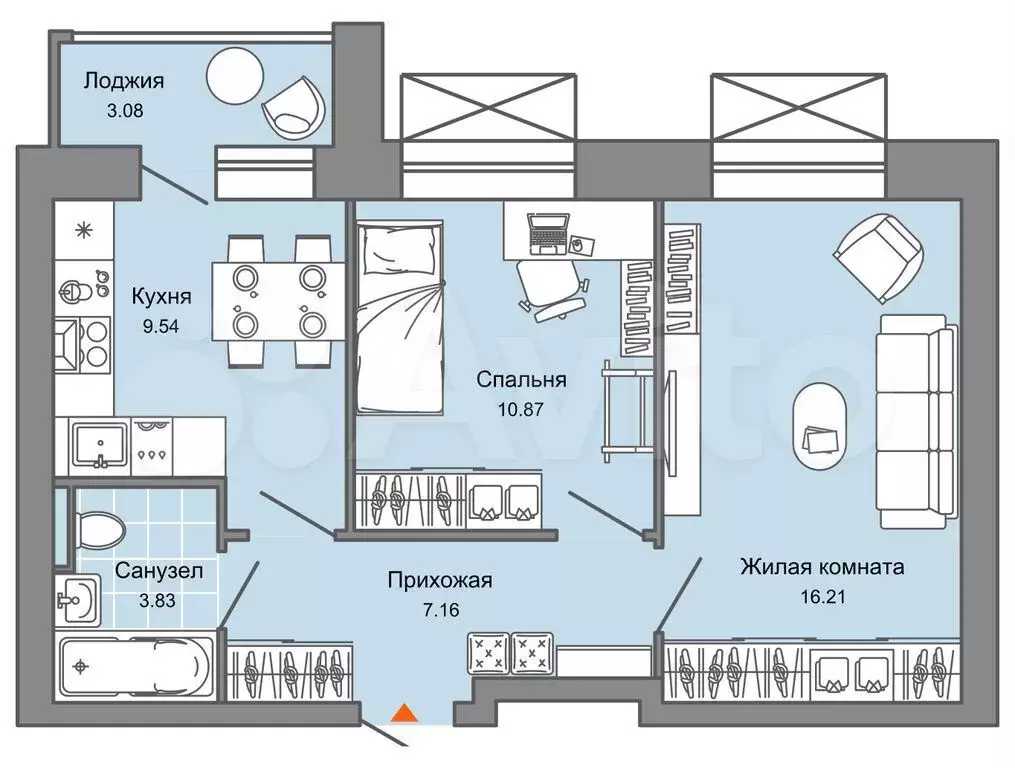 2-к. квартира, 49 м, 1/4 эт. - Фото 0