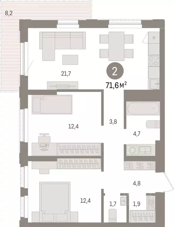 2-к кв. Липецкая область, Липецк пл. Петра Великого, 1 (71.6 м) - Фото 0