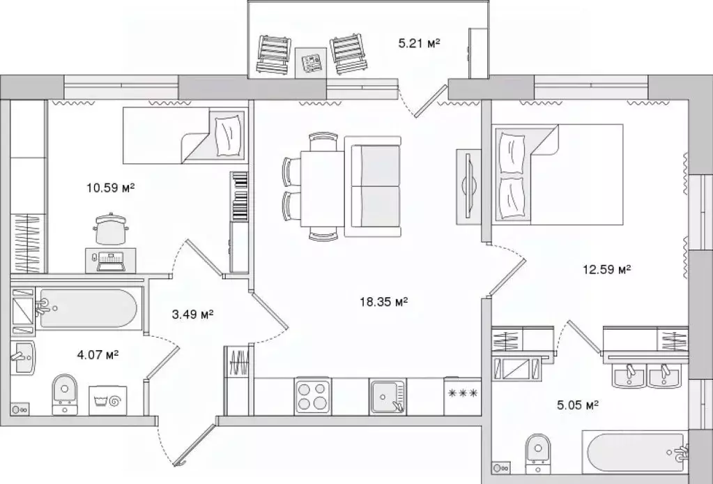 2-к кв. Санкт-Петербург Белоостровская ул., 10к2 (59.35 м) - Фото 0