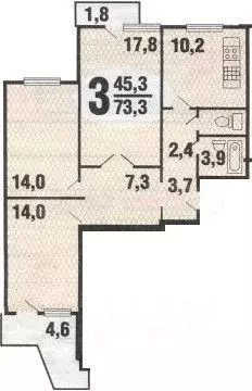 3-к. квартира, 73,7 м, 9/16 эт. - Фото 0