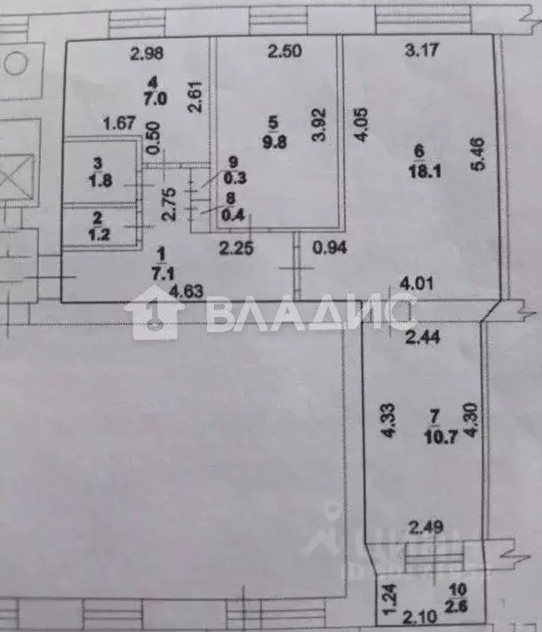 3-к кв. Башкортостан, Стерлитамак Коммунистическая ул., 24 (56.4 м) - Фото 2