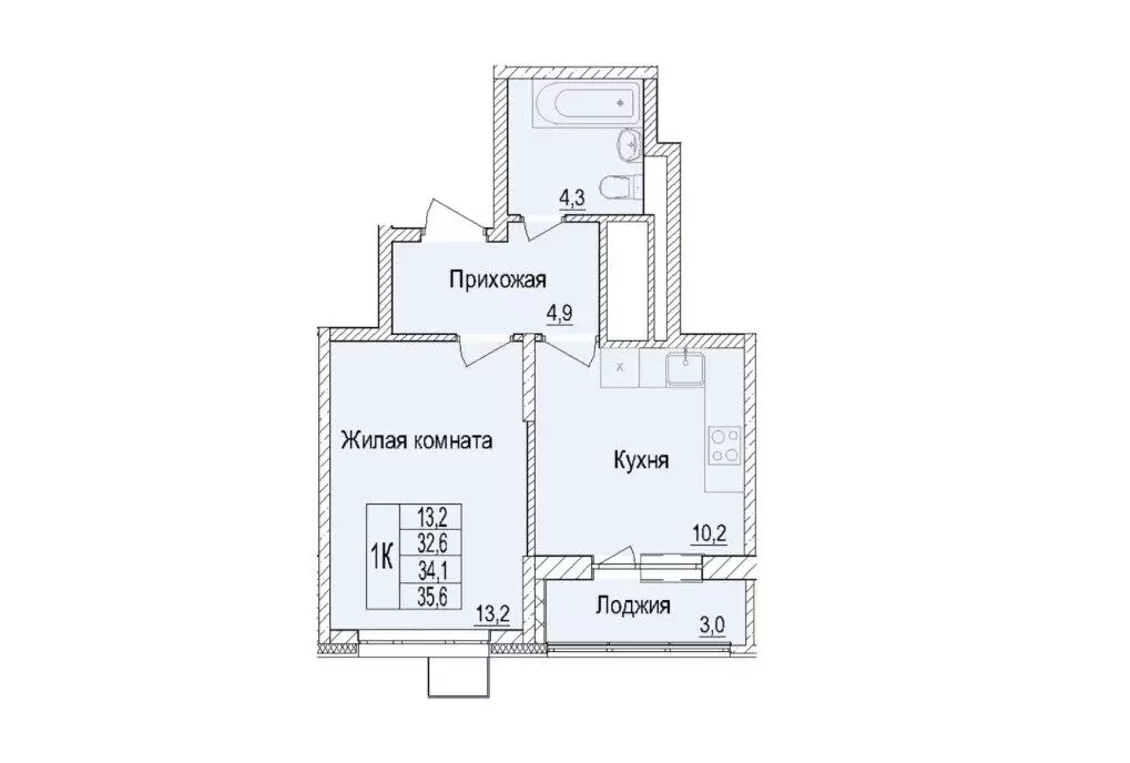 1-комнатная квартира: Мытищи, Медицинская улица, 2Б (32.5 м) - Фото 0