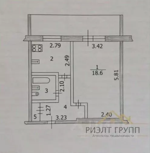 1-к кв. Татарстан, Казань ул. Литвинова, 55 (39.8 м) - Фото 2