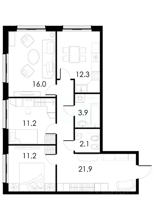 3-к кв. Калужская область, Балабаново Боровский район, Петровский ... - Фото 1