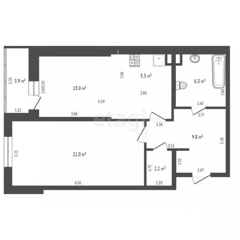 1-к кв. Ростовская область, Ростов-на-Дону Тибетская ул., 1Вс8 (63.5 ... - Фото 1