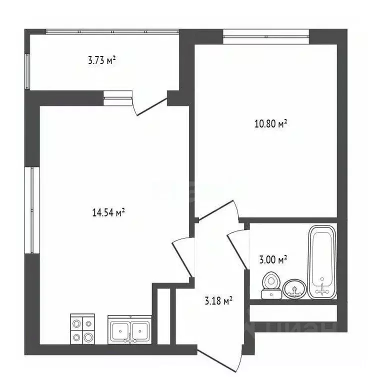 1-к кв. Ленинградская область, Всеволожский район, Свердловское ... - Фото 2