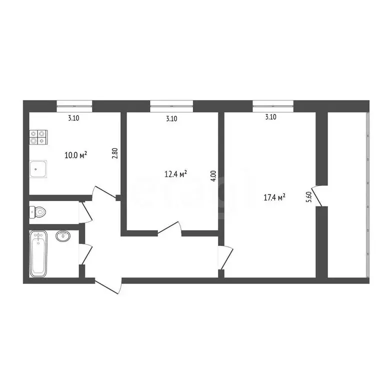 2-комнатная квартира: Тюмень, улица 50 лет Октября, 82 (50.8 м) - Фото 1