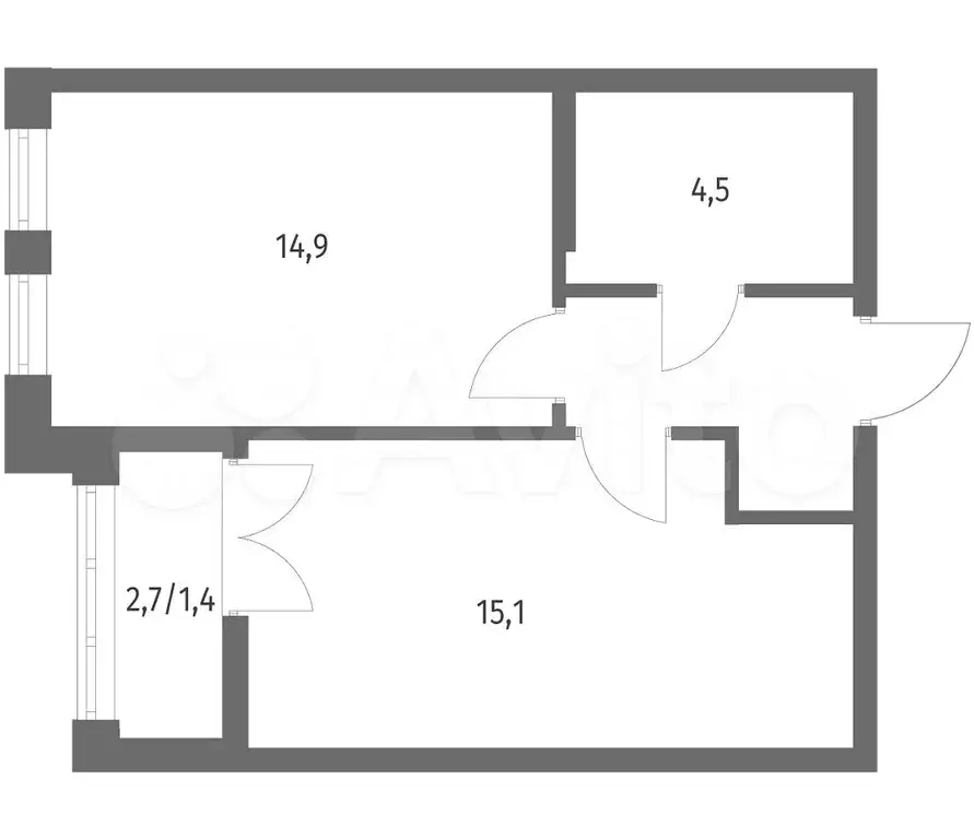 1-к. квартира, 40,1 м, 7/8 эт. - Фото 1