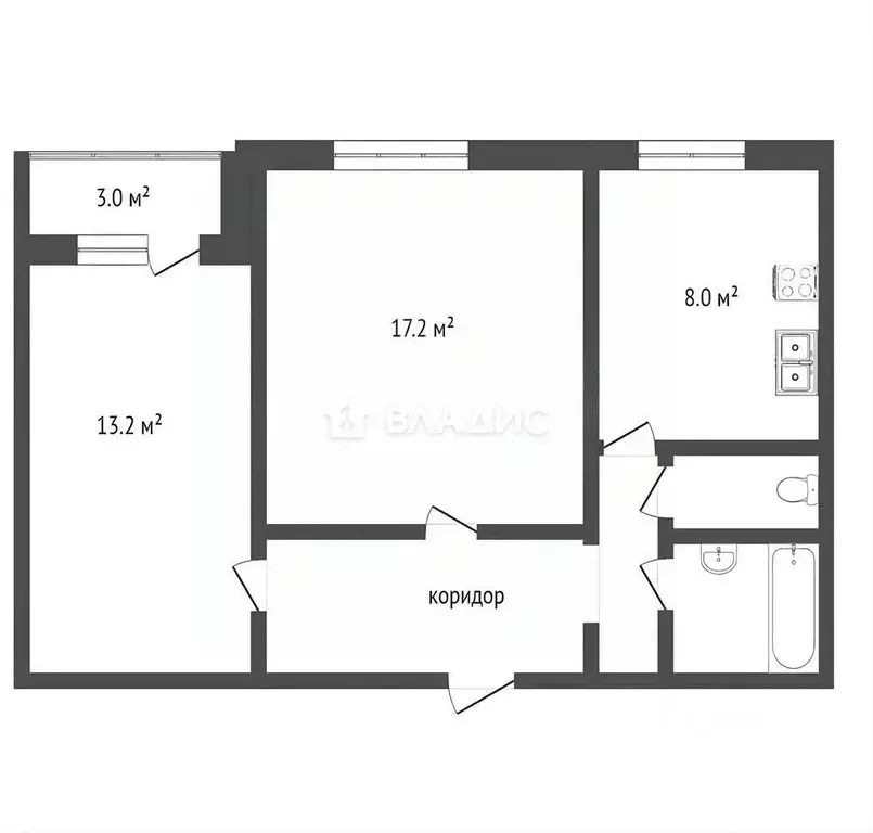 2-к кв. Москва ул. Корнейчука, 32 (52.6 м) - Фото 2