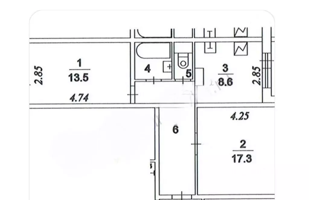 Квартира, 2 комнаты, 51 м - Фото 1