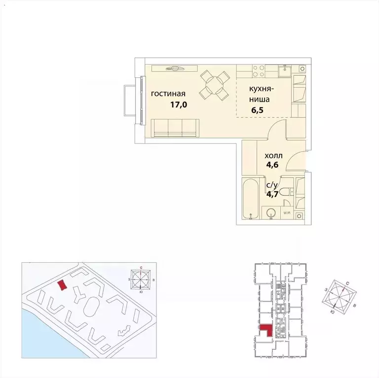 Студия Москва Шелепихинская наб., 34к6 (33.0 м) - Фото 2