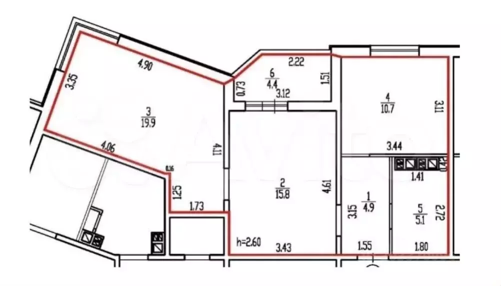 2-к кв. Брянская область, Брянск ул. Имени О.Н. Строкина, 8 (61.0 м) - Фото 2